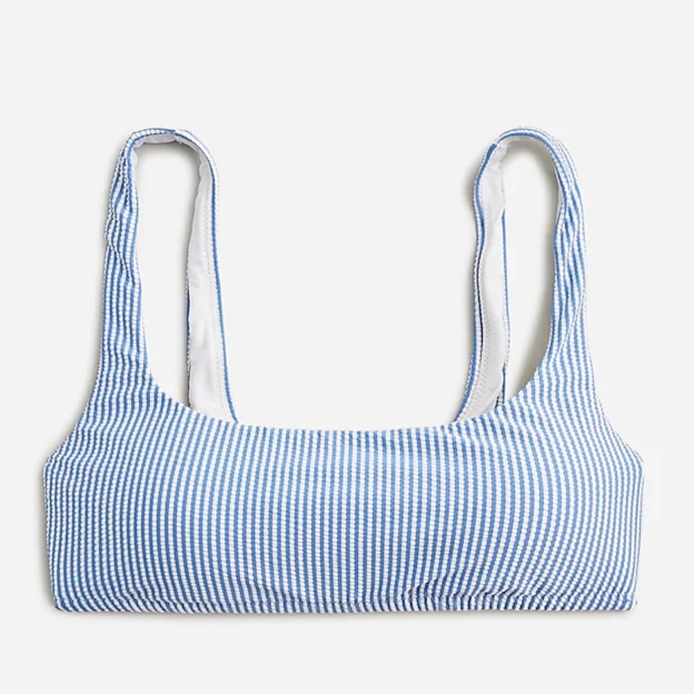 JCrew squareneck bikini top in seersucker